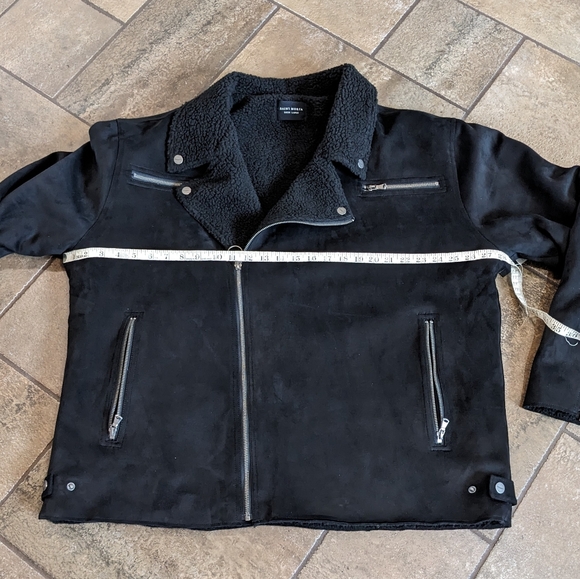 Saint Morta Faux Suede Death proof Sherpa Biker Moto Jacket Size 4XL Black - Picture 12 of 13